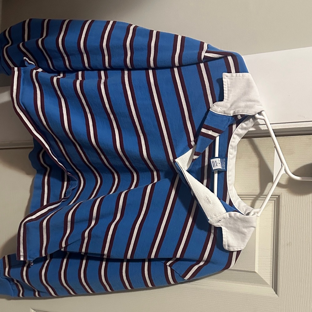 Old Navy Blue and Maroon Striped Shirt